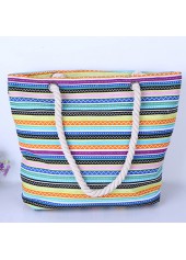 Striped Zip Multi Color Hand Bag