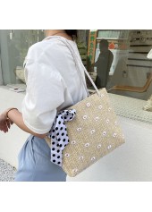 Light Camel Magnetic Sunflower Print Storage Bag