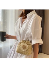 Light Camel Sunflower Print Drawstring Shoulder Bag