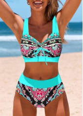 Tribal Print Criss Cross Multi Color Bikini Set