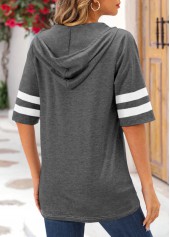 Half Sleeve Zipper Dark Grey Marl T Shirt
