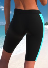 Tropical Plants Print Zipper Cyan Tankini Set