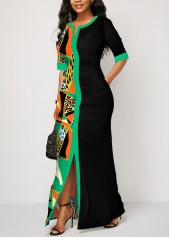 Leopard Split Multi Color Maxi Dress