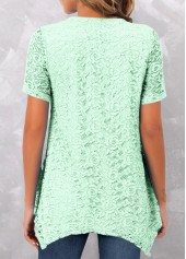 Mint Green Scoop Neck Tuck Stitch T Shirt