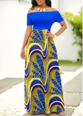 Tribal Print Patchwork Multi Color Maxi Dress