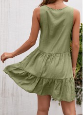 Sage Green A Line Tassel Dress