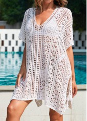 V Neck Asymmetry Beige Cover Up
