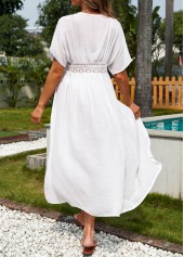 Short Sleeve White Tie Front Cover Up