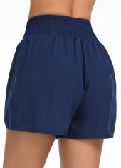 High Waisted Blue Smocked Beach Shorts