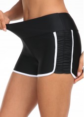 Mid Waisted Black Contrast Stitch Swim Shorts