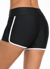 Mid Waisted Black Contrast Stitch Swim Shorts