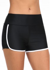 Mid Waisted Black Contrast Stitch Swim Shorts