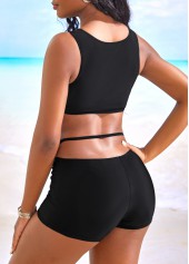 Mid Waisted Cut Out Black Bikini Sets