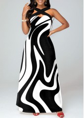 Plus Size Geometric Print Maxi O Shape Dress