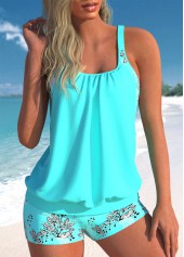 Plus Size Leaf Print Tankini Set