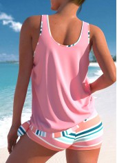 Plus Size Multi Stripe Print Tankini Set