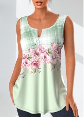 Plus Size Floral Print Sleeveless Tank Top