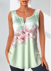 Plus Size Floral Print Sleeveless Tank Top