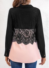 Plus Size Long Sleeve Shirt Collar Blouse