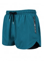 Mid Waisted Turquoise Drawstring Waist Men's Swim Trunks