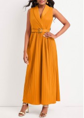 Belted Ginger Sleeveless Shawl Collar Jumpsuit
