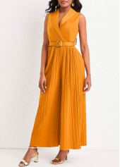 Belted Ginger Sleeveless Shawl Collar Jumpsuit