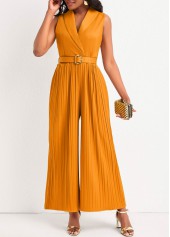 Belted Ginger Sleeveless Shawl Collar Jumpsuit