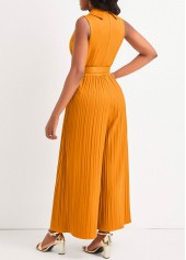 Belted Ginger Sleeveless Shawl Collar Jumpsuit