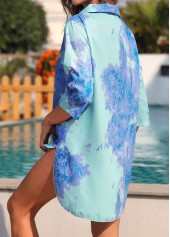 Tie Dye Print Lightweigh Cyan Cover Up