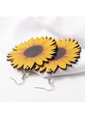 Sunflower Print Ginger Faux Leather Earrings
