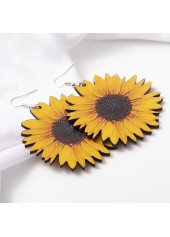 Sunflower Print Ginger Faux Leather Earrings