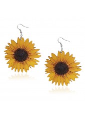 Sunflower Print Ginger Faux Leather Earrings
