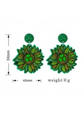Floral Design St. Patrick's Day Green Round Earrings