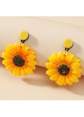 1 Pair Polyresin Gold Sunflower Earrings