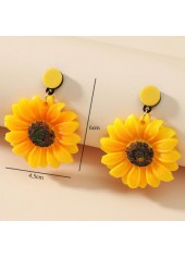 1 Pair Polyresin Gold Sunflower Earrings