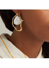 Metal Detail Gold Asymmetric Design Earrings