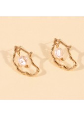 Metal Detail Gold Asymmetric Design Earrings