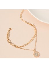 Layered Chain Gold Rhinestone Design Anklet
