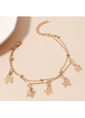 Rhinestone Layered Design Gold Butterfly Anklet