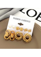 Butterfly Design Gold Metal Detail Earring Set