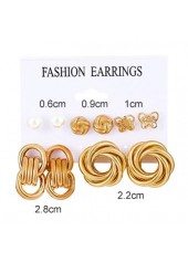 Butterfly Design Gold Metal Detail Earring Set