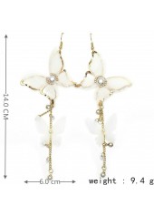 Butterfly Gold Pearl Rhinestone Alloy Earrings