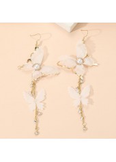 Butterfly Gold Pearl Rhinestone Alloy Earrings