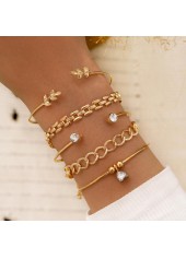 Metal Detail Gold Chain Bracelet Set
