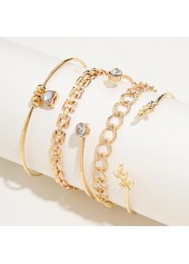 Metal Detail Gold Chain Bracelet Set