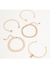 Metal Detail Gold Chain Bracelet Set