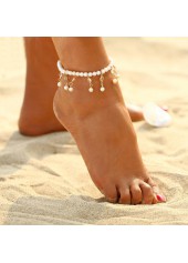 Metal Detail White Pearl Design Anklet