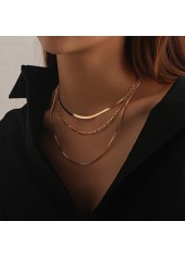 Metal Detail Layered Chain Gold Necklace