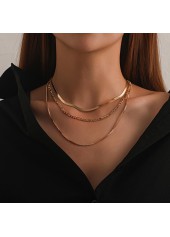 Metal Detail Layered Chain Gold Necklace