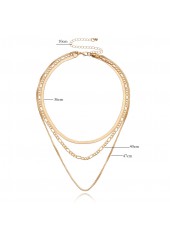 Metal Detail Layered Chain Gold Necklace